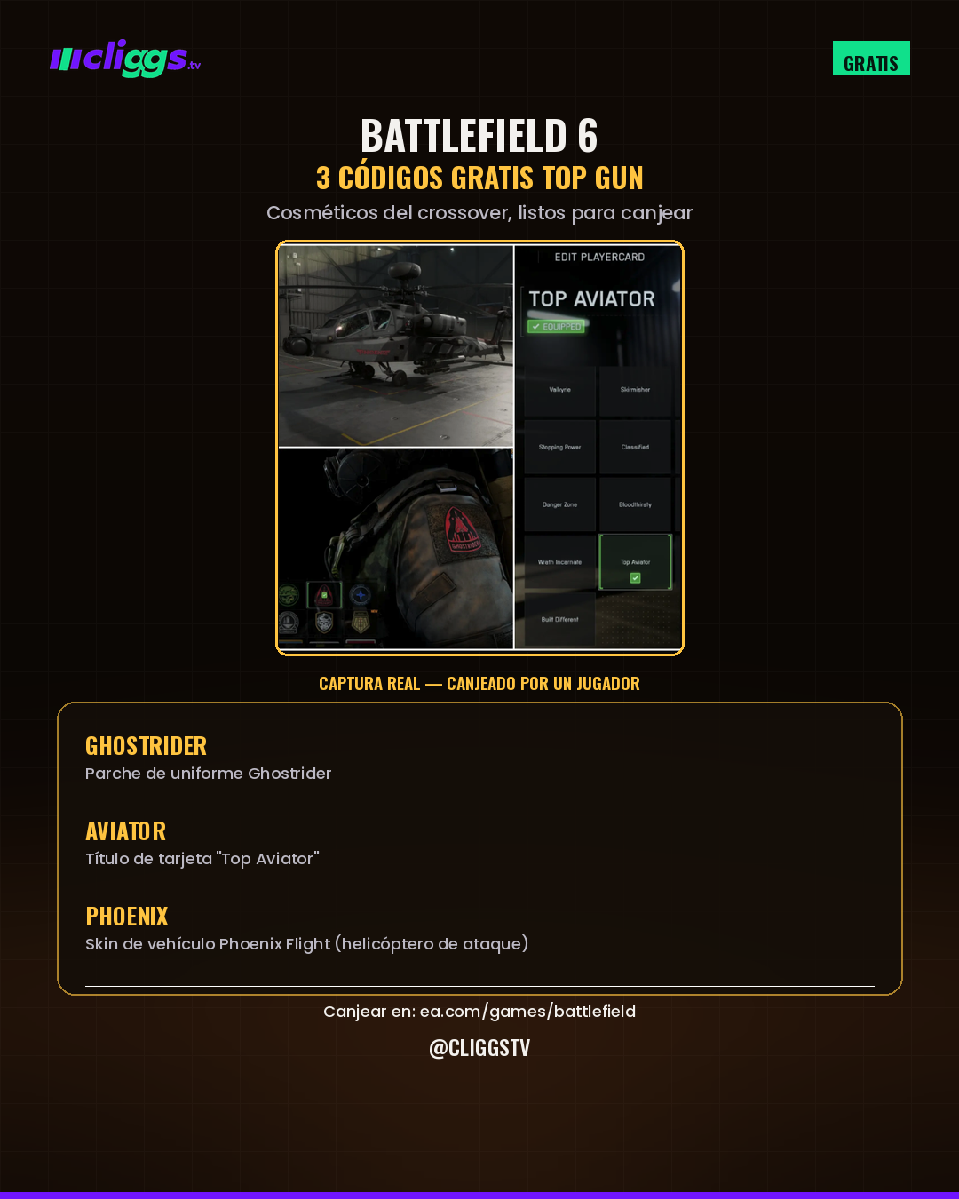 Battlefield 6 — 3 free Top Gun codes